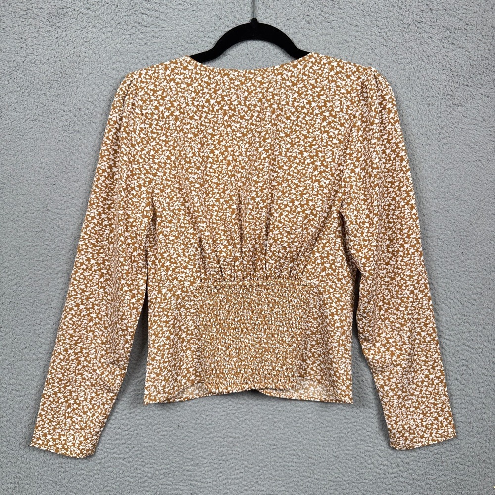 Abercrombie Top Womens M Brown Floral Babydoll Preppy‎ Y2K Clean Girl Soft Boho - Picture 4 of 12